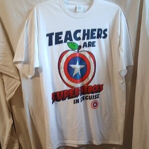 Marvel White Graphic Tee with Blue Tag Detail